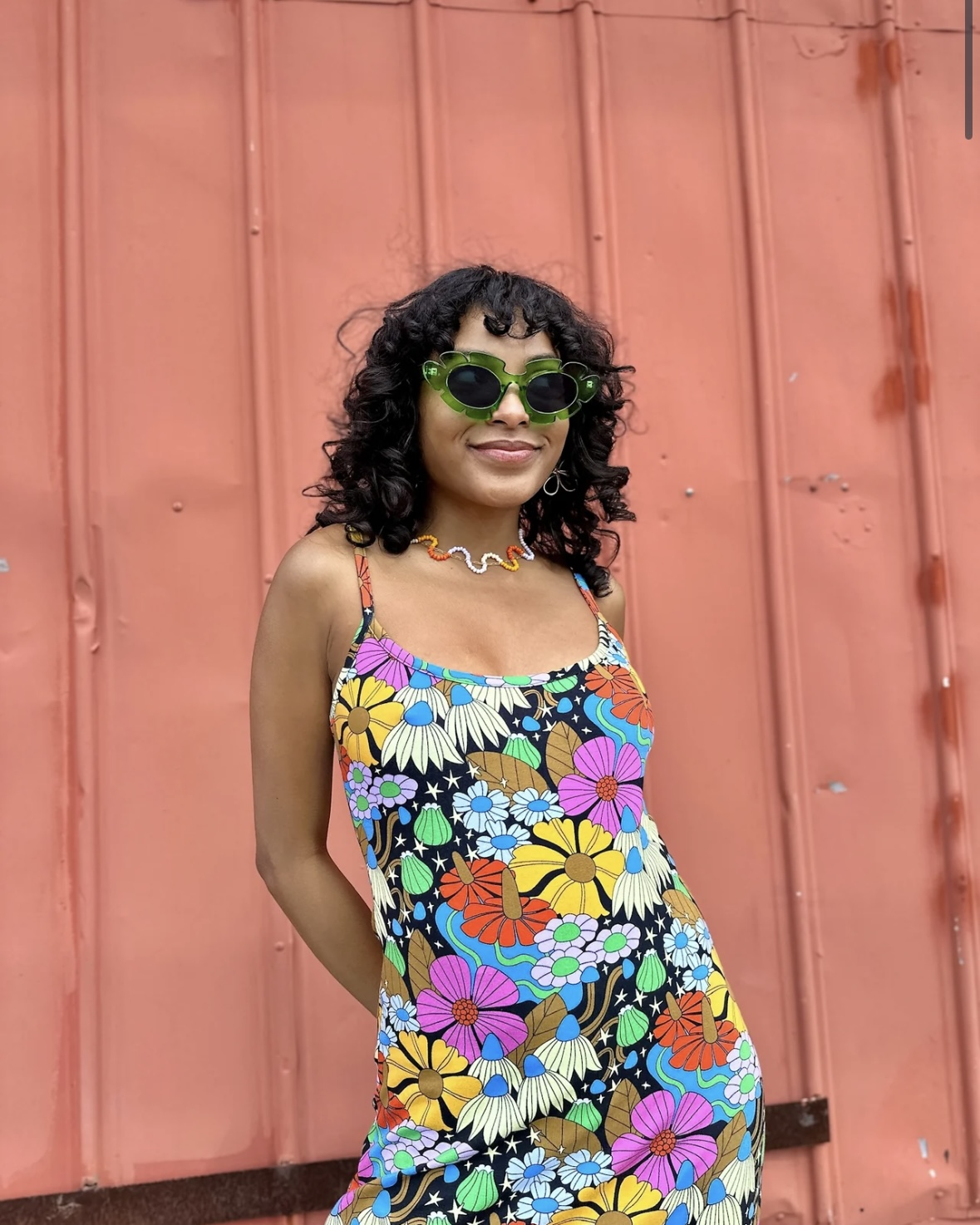 Nooworks Spaghetti Slip Dress in Cosmic Floral