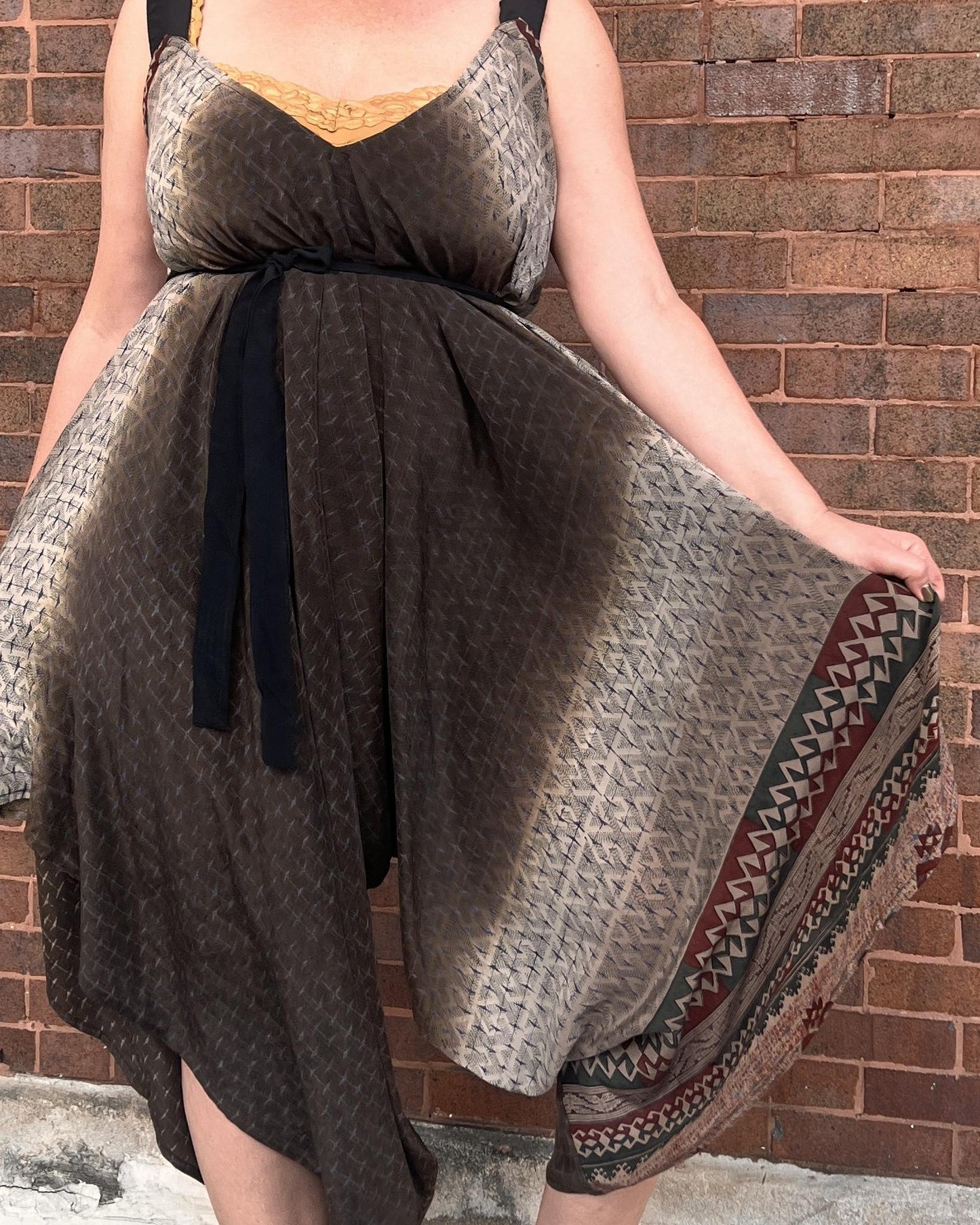 Indie Ella Zatanna Boho Silk Jumpsuit in Dark Cocoa