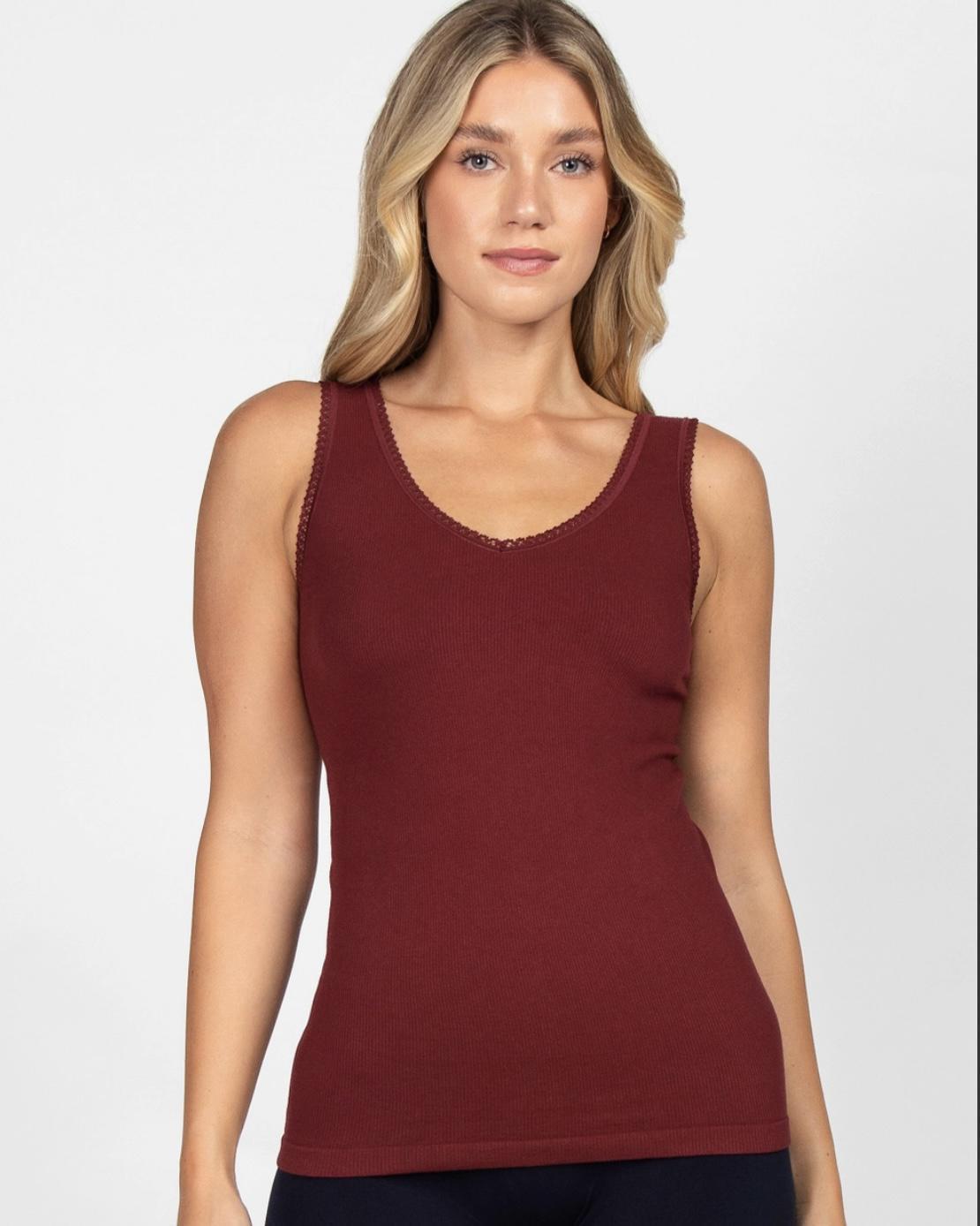 M Rena Reversible V-neck/ Scoop Neck Tank Top with Lace Trim - $32