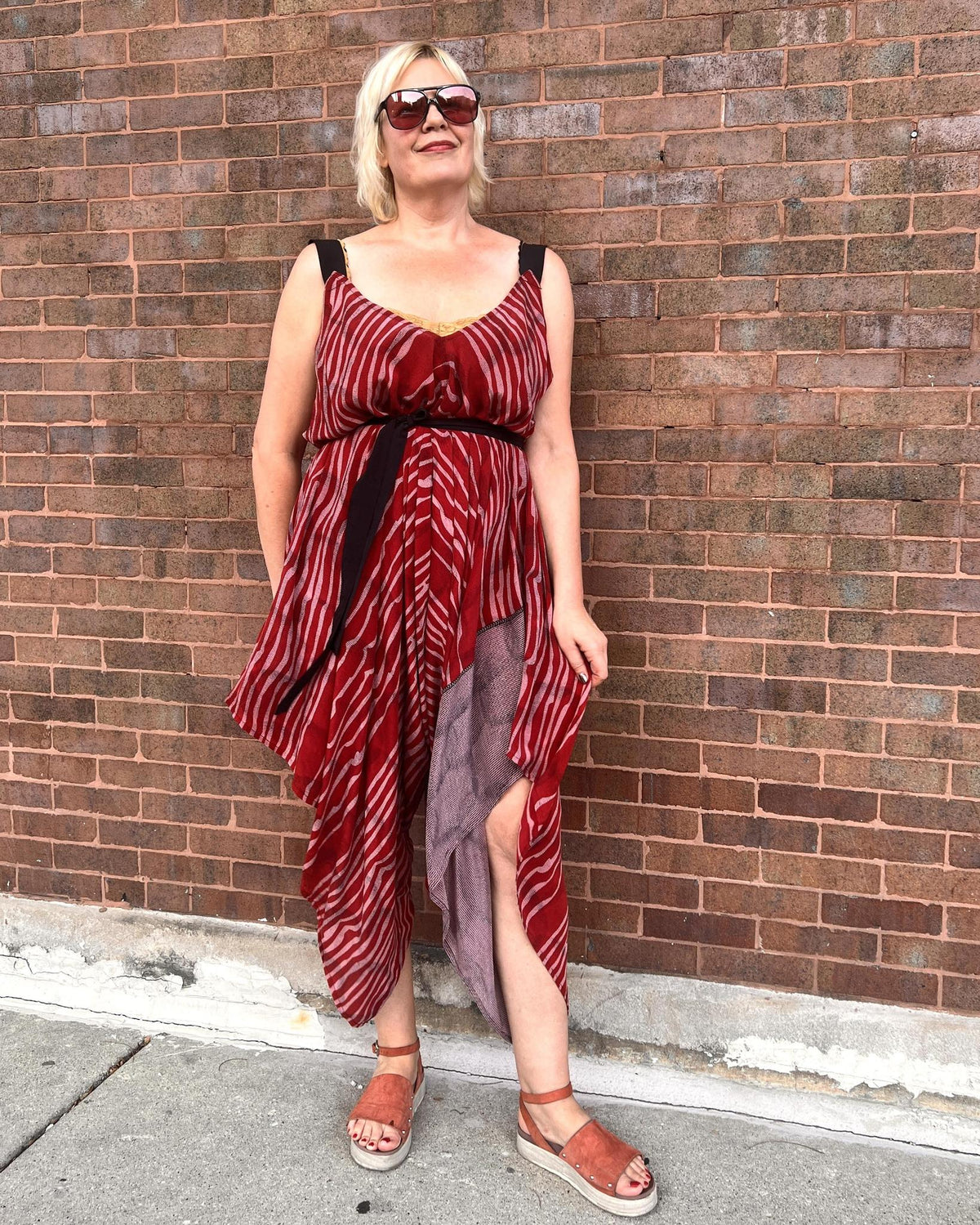 Indie Ella Zatanna Boho Silk Jumpsuit in Crimson Crush