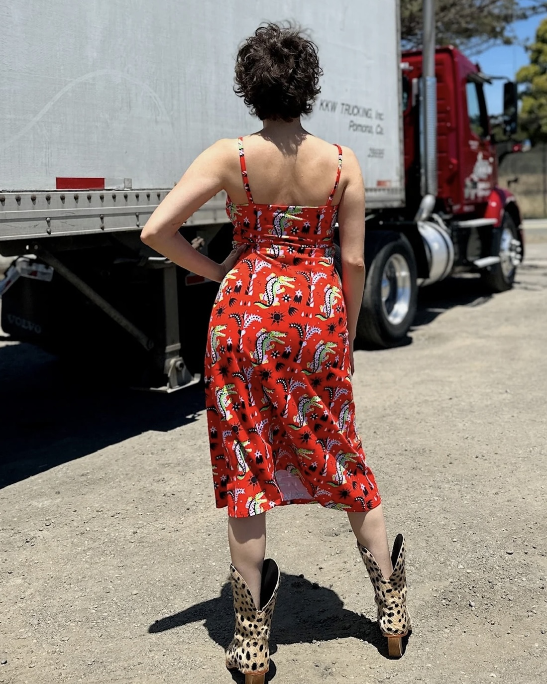Nooworks Spaghetti Slip Dress in Crocodilo