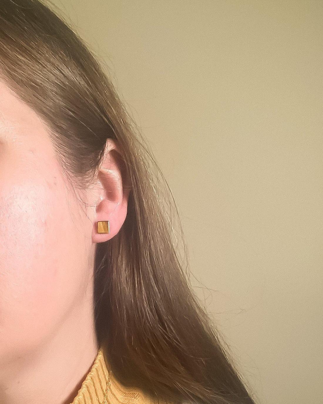 Michelle Starbuck Carnelian + Tiger's Eye Mismatched Stud Earrings