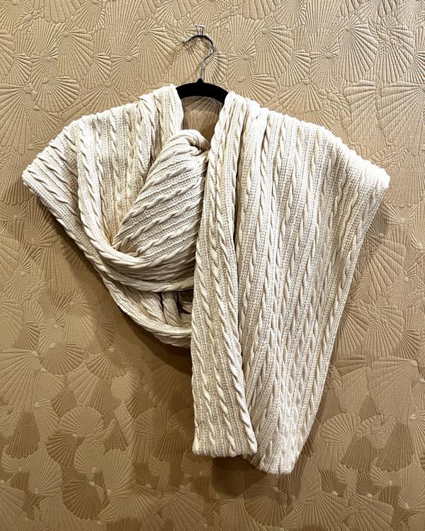 Squasht Oversized Scarf Cream Cable Knit