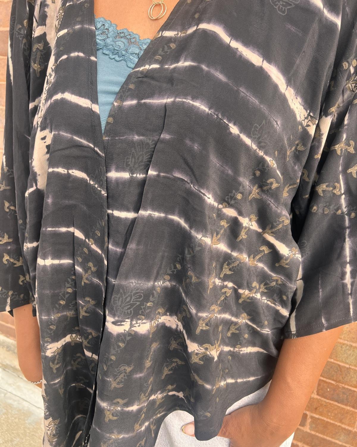 Indie Ella Ronak Jacket in Midnight Tie-Dye Stripes