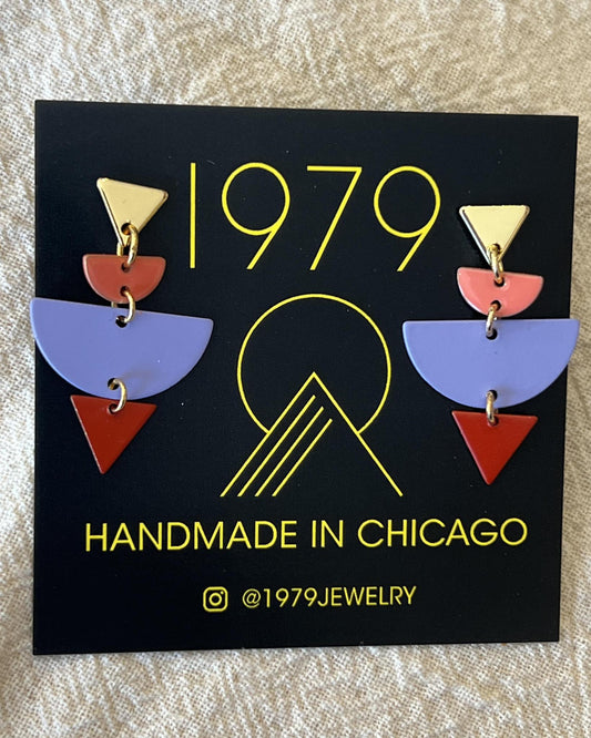 1979 Jewelry Trifecta Earrings in Red and Purple