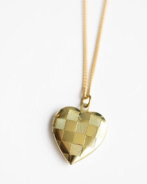 Michelle Starbuck Checkered Heart Locket Necklace