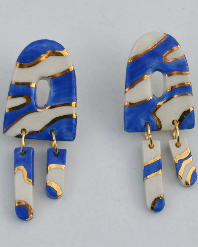 Lilikoi Project Blue Swirl Dangle Earrings