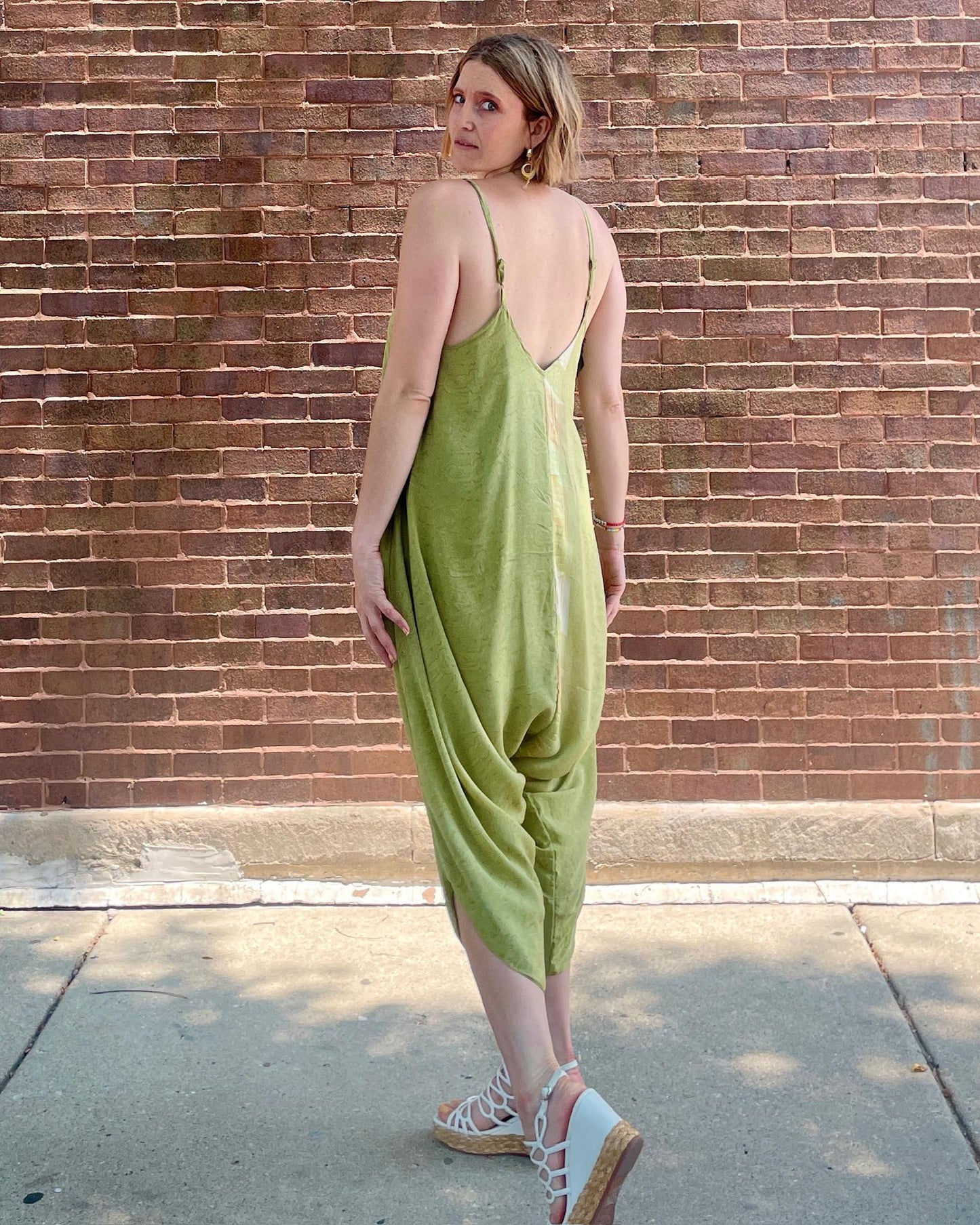 Indie Ella Silk Diva Romper in Subtle Sage