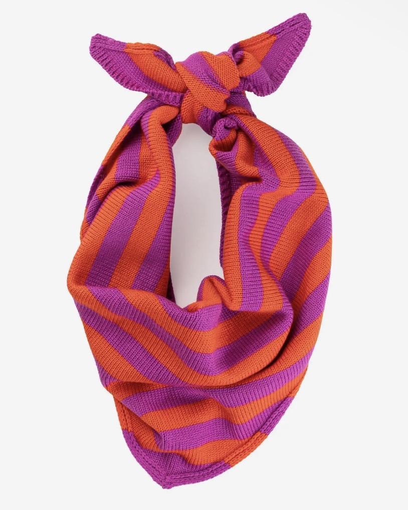 Verloop Simple Stripe Triangle Scarf in Poppy Magenta
