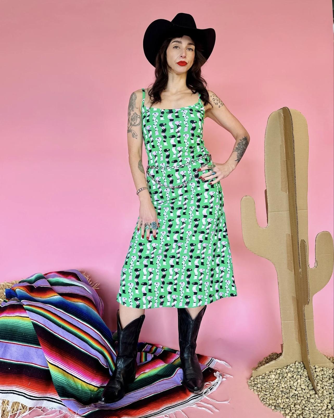 Nooworks Spaghetti Slip Dress in SSSnakes - Size Small, Medium
