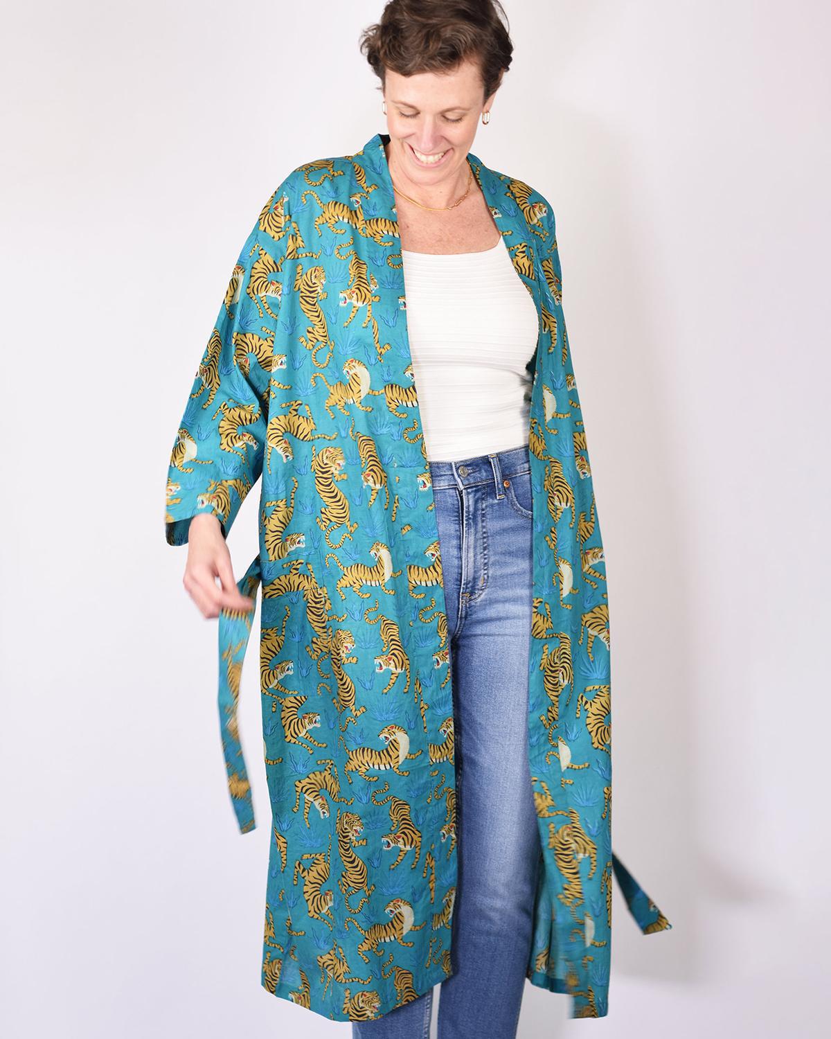 Txtile Lightweight Cotton Robe - Tropic Tiger Print