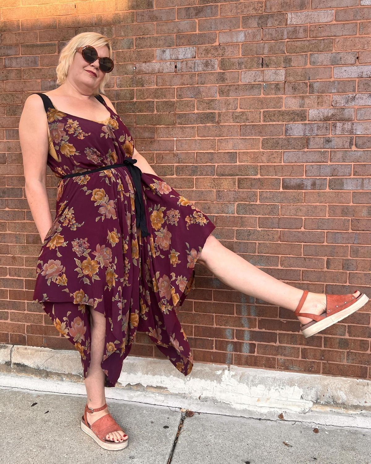 Indie Ella Zatanna Boho Silk Jumpsuit in Burgundy Floral