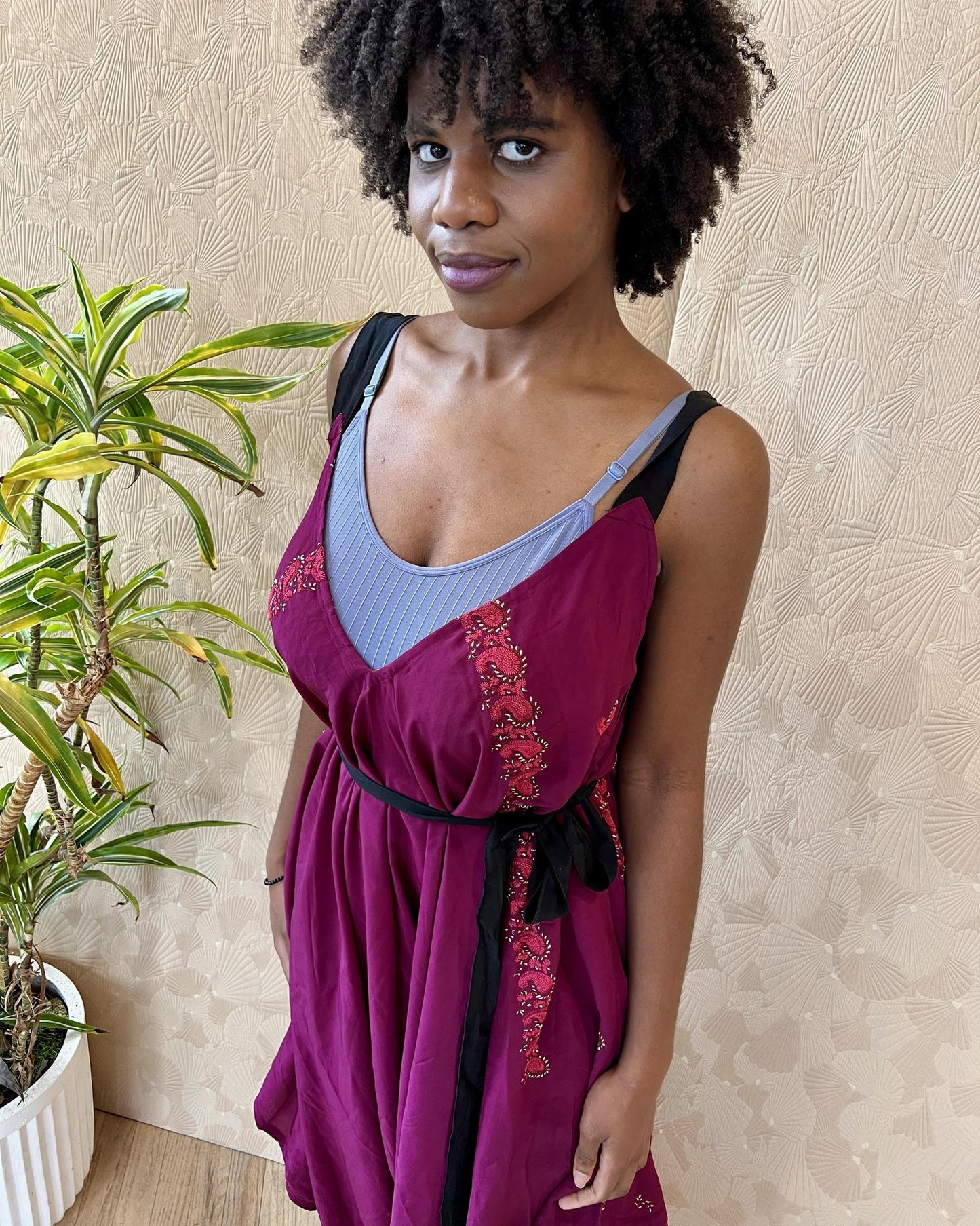 Indie Ella Zatanna Boho Silk Jumpsuit in Red Red Wine