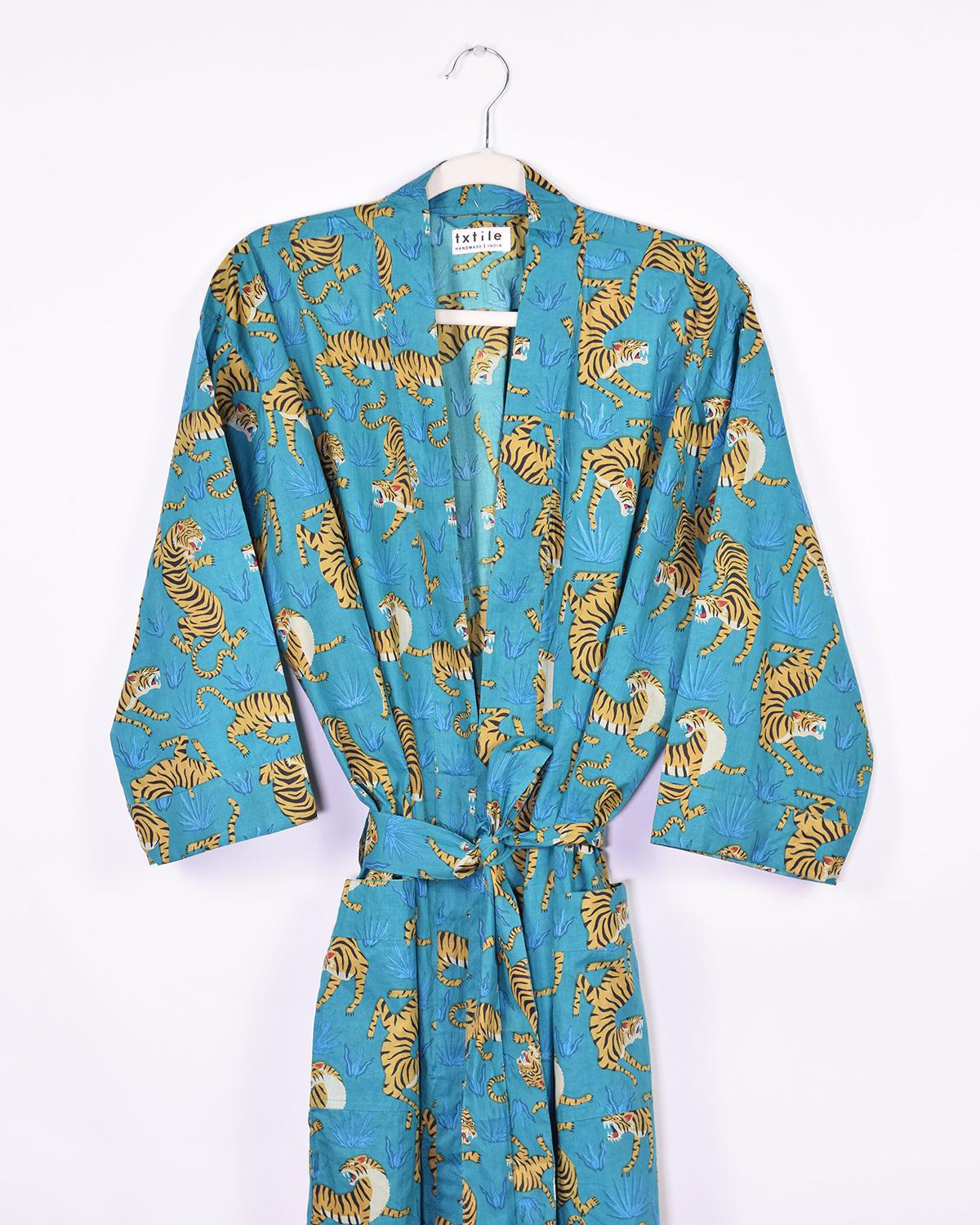 Txtile Lightweight Cotton Robe - Tropic Tiger Print