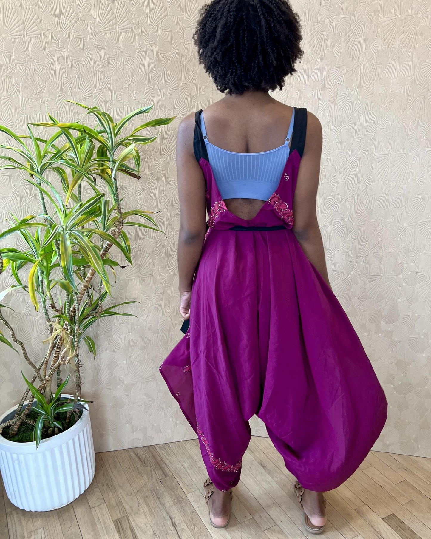 Indie Ella Zatanna Boho Silk Jumpsuit in Red Red Wine