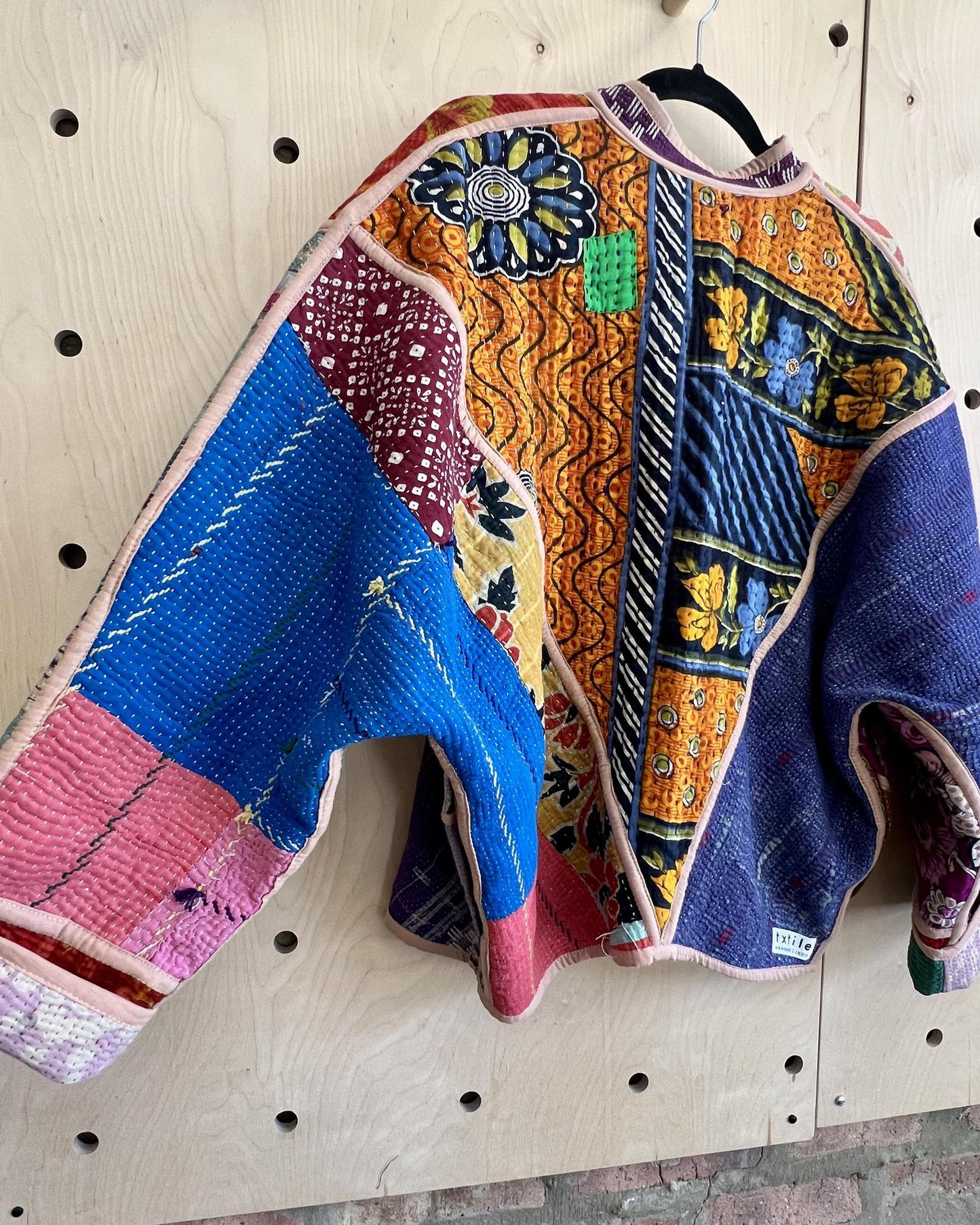 Txtile Ellie Quilted Reversible Patchwork Kantha Jacket in Kimaya