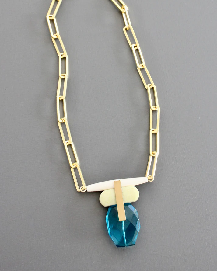 David Aubrey Capri Blue and Lemon Jade Necklace