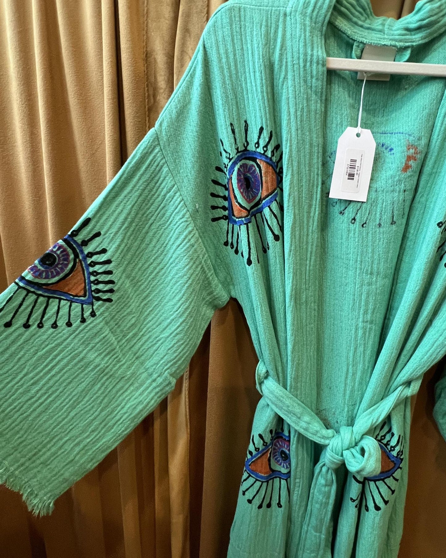 Txtile Block Print Kimono - Organic Turkish Cotton - Aqua/Teal