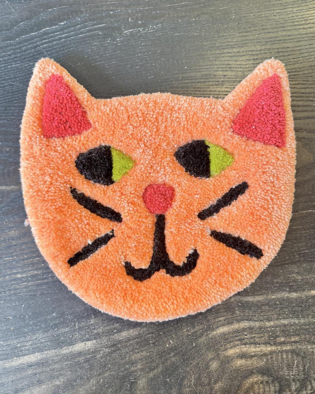 Hi Cutie Cat Wall Hanging in Coral