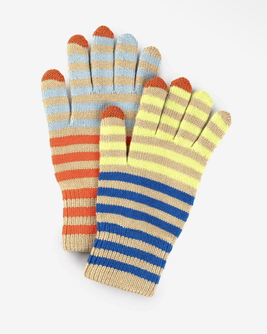 Verloop Color Stripe Touch Screen Gloves in Sand, Orange, Yellow, Blue