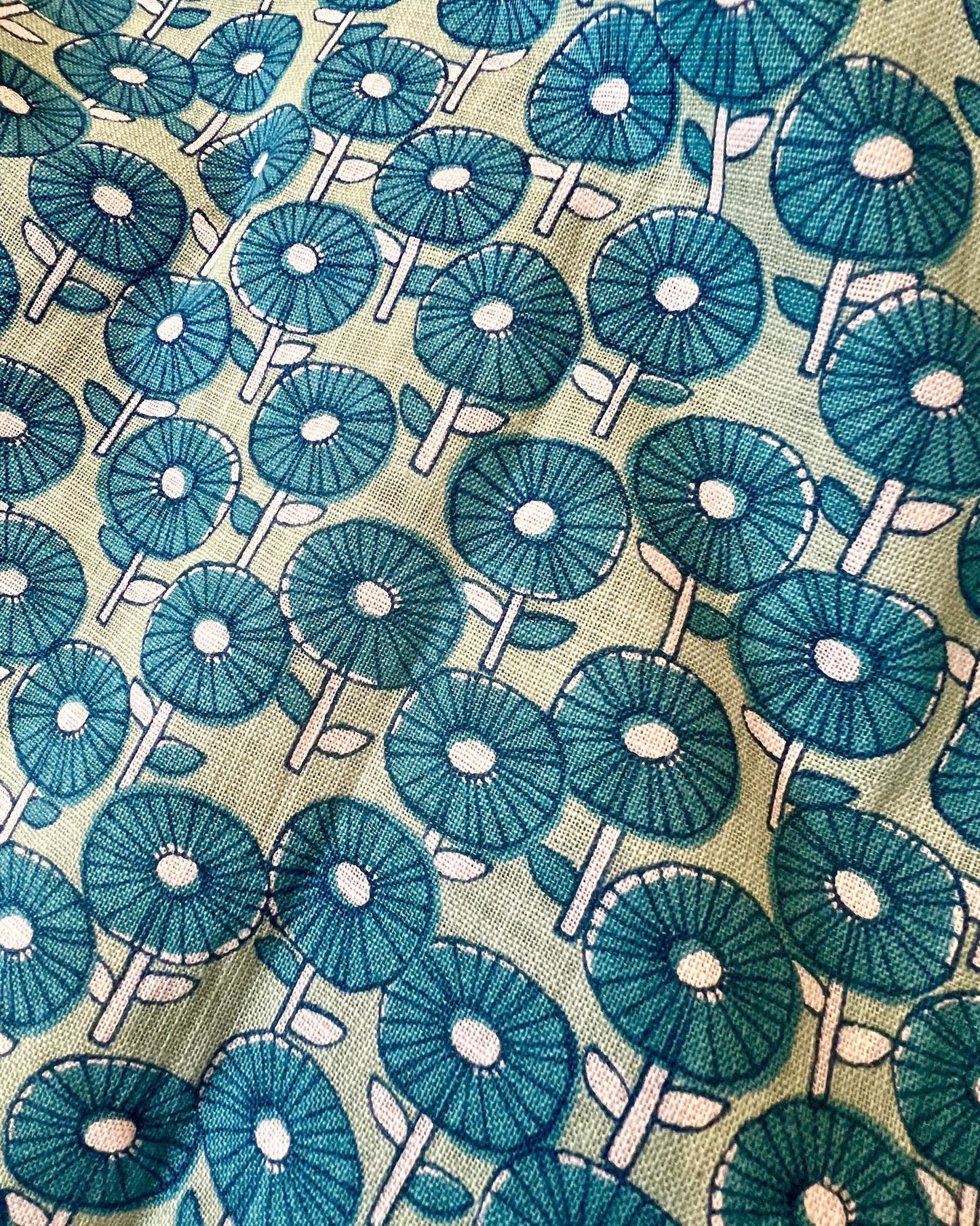 Squasht Winifred Dress Caribbean Turquoise Cotton Poplin Flower Print 🌼