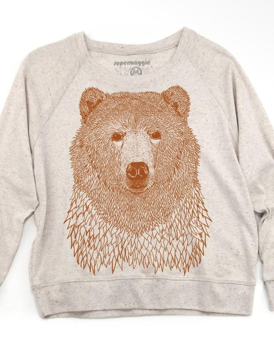 Supermaggie Bear Tri Blend Pullover in Oatmeal