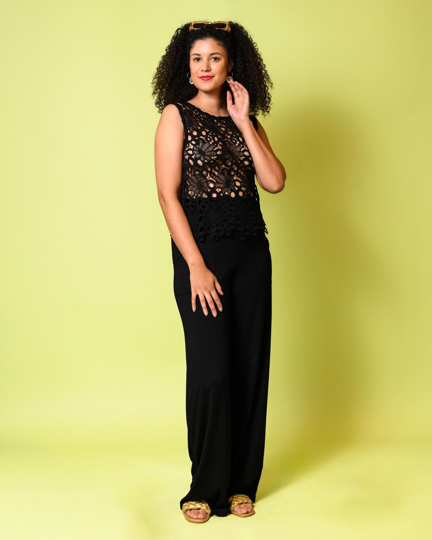 Squasht Flora Shell Top in Solid Black Lace - SALE - Size XS, Small - Final Sale