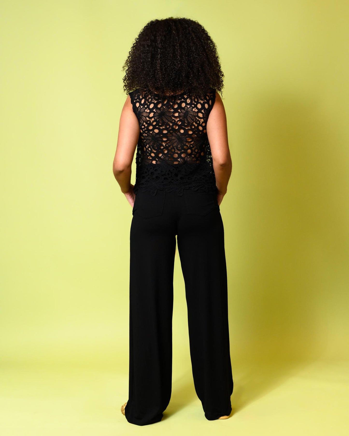 Squasht Flora Shell Top in Solid Black Lace - SALE - Size XS, Small - Final Sale