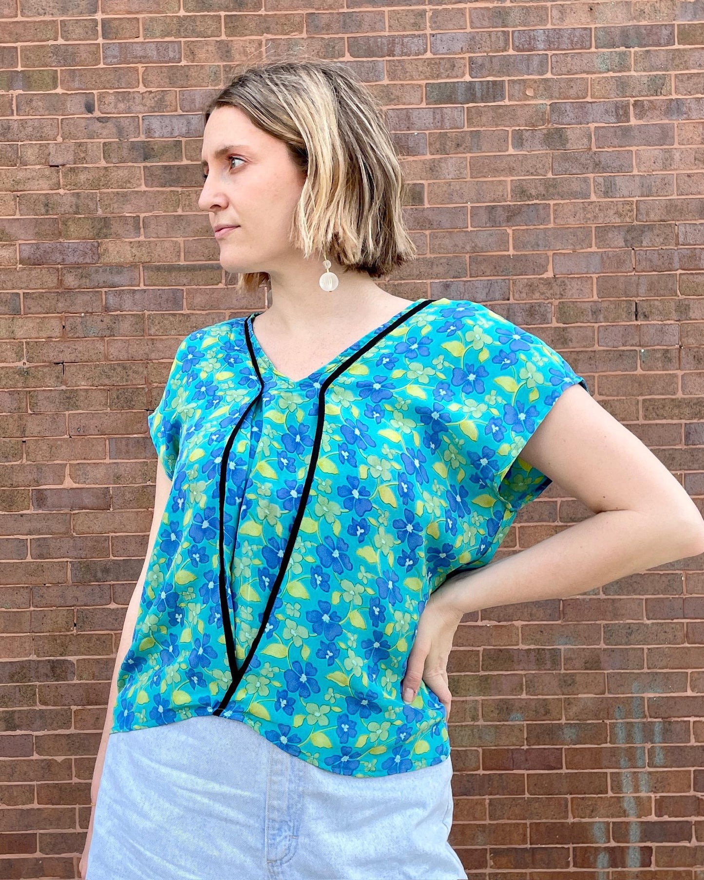 Indie Ella Zahara Reversible Silk Top in Naiad