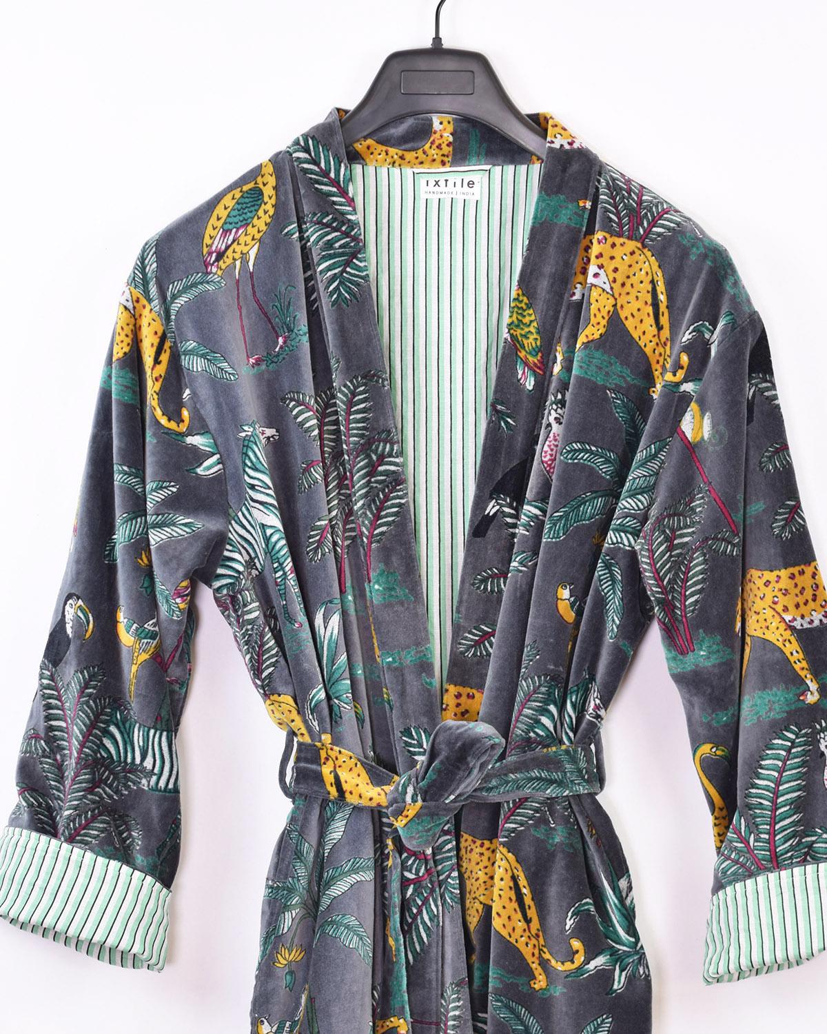 Txtile Velvet Robe in Safari