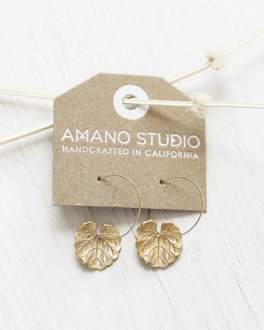 Amano Studio 14k Gold Geranium Leaf Hoops