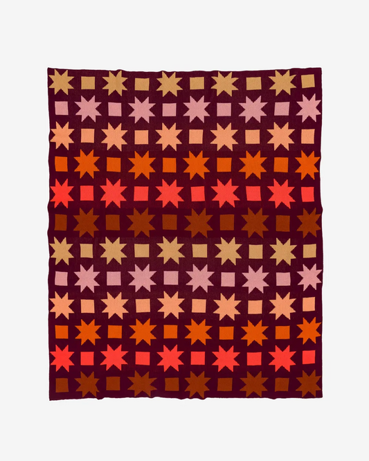 Verloop Quilt Star Throw Blanket in Wine Red