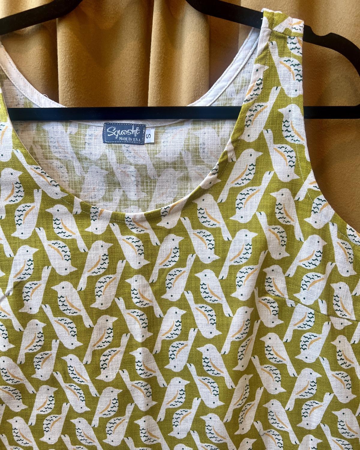 Squasht Tank Top in Chartruese Bird Print