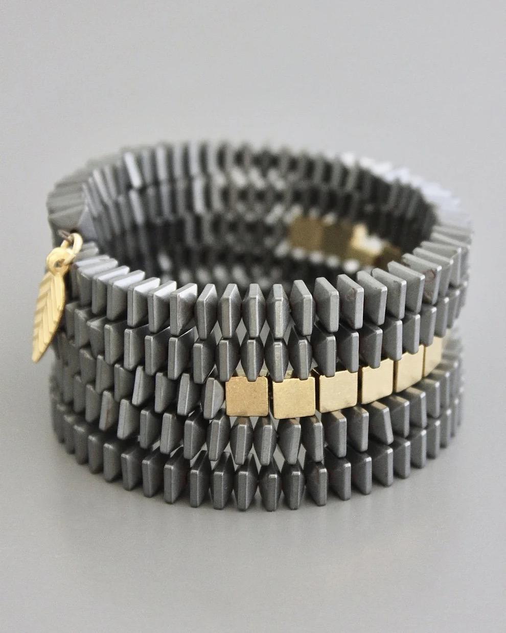 David Aubrey Hematite and Brass Wrap Bracelet