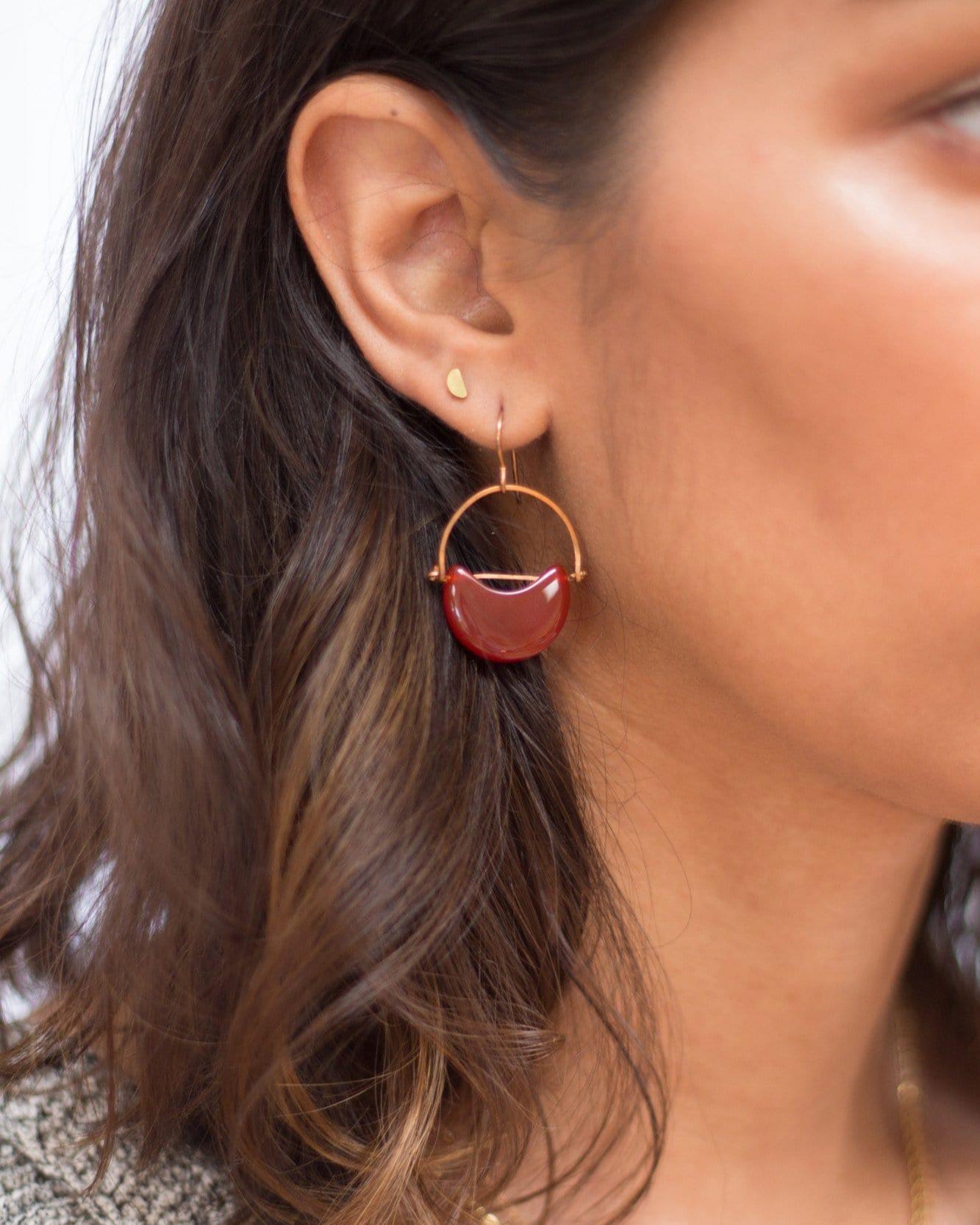 Michelle Starbuck Eclipse Earrings in Carnelian & Gold