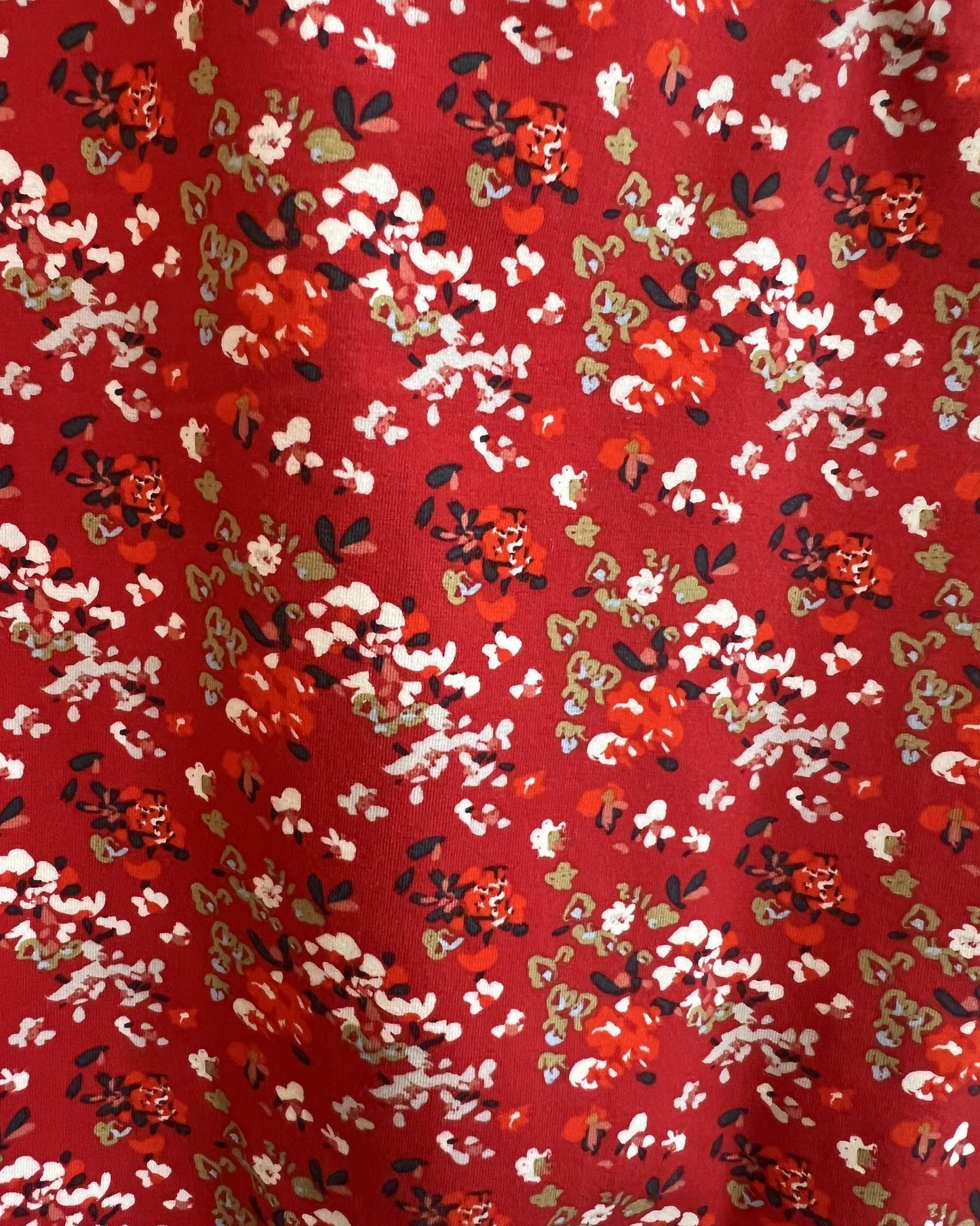 Squasht Banded Tee in Scarlet Red Ditsy Floral Print