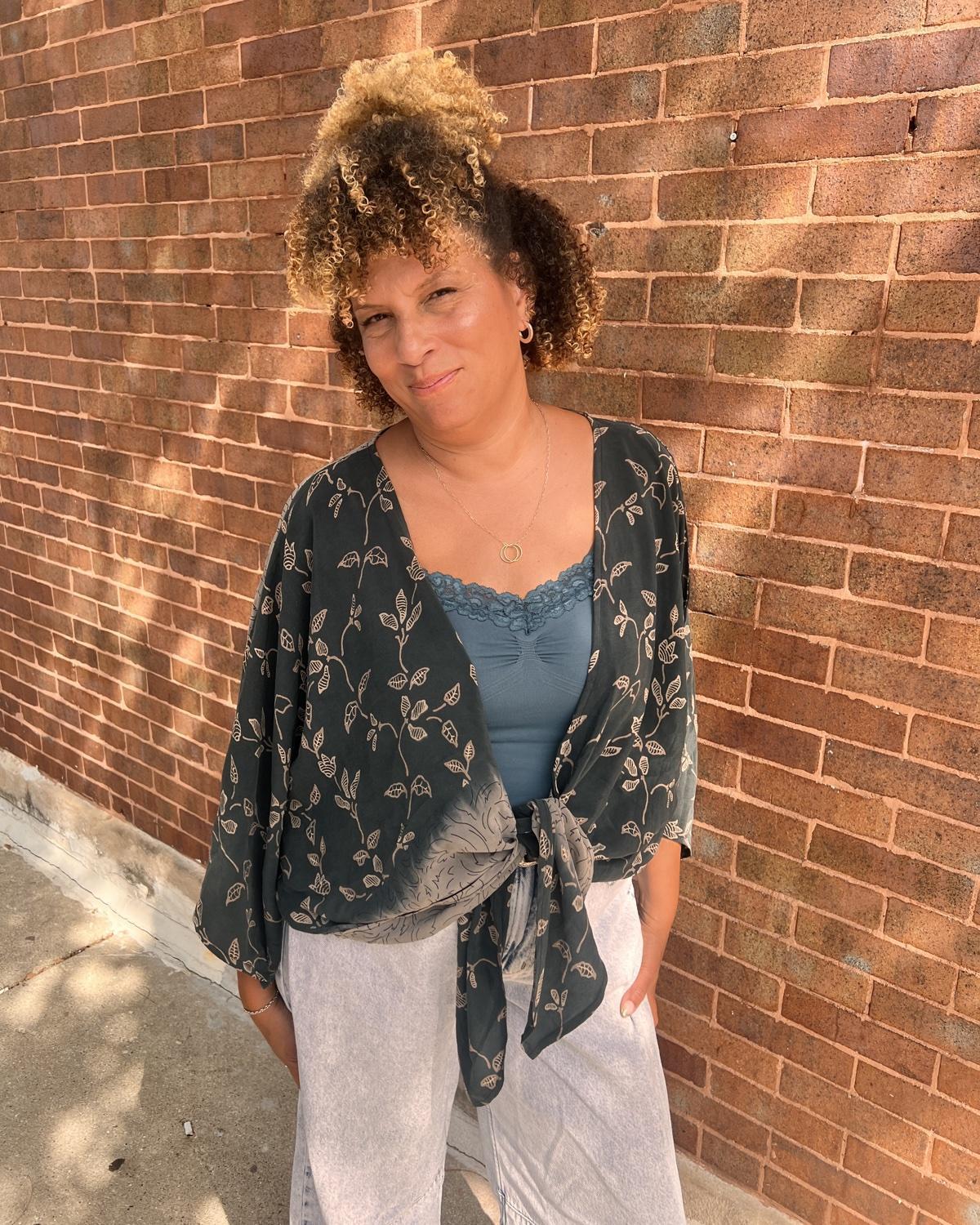 Indie Ella Ronak Jacket in Dusty Teals and Grays