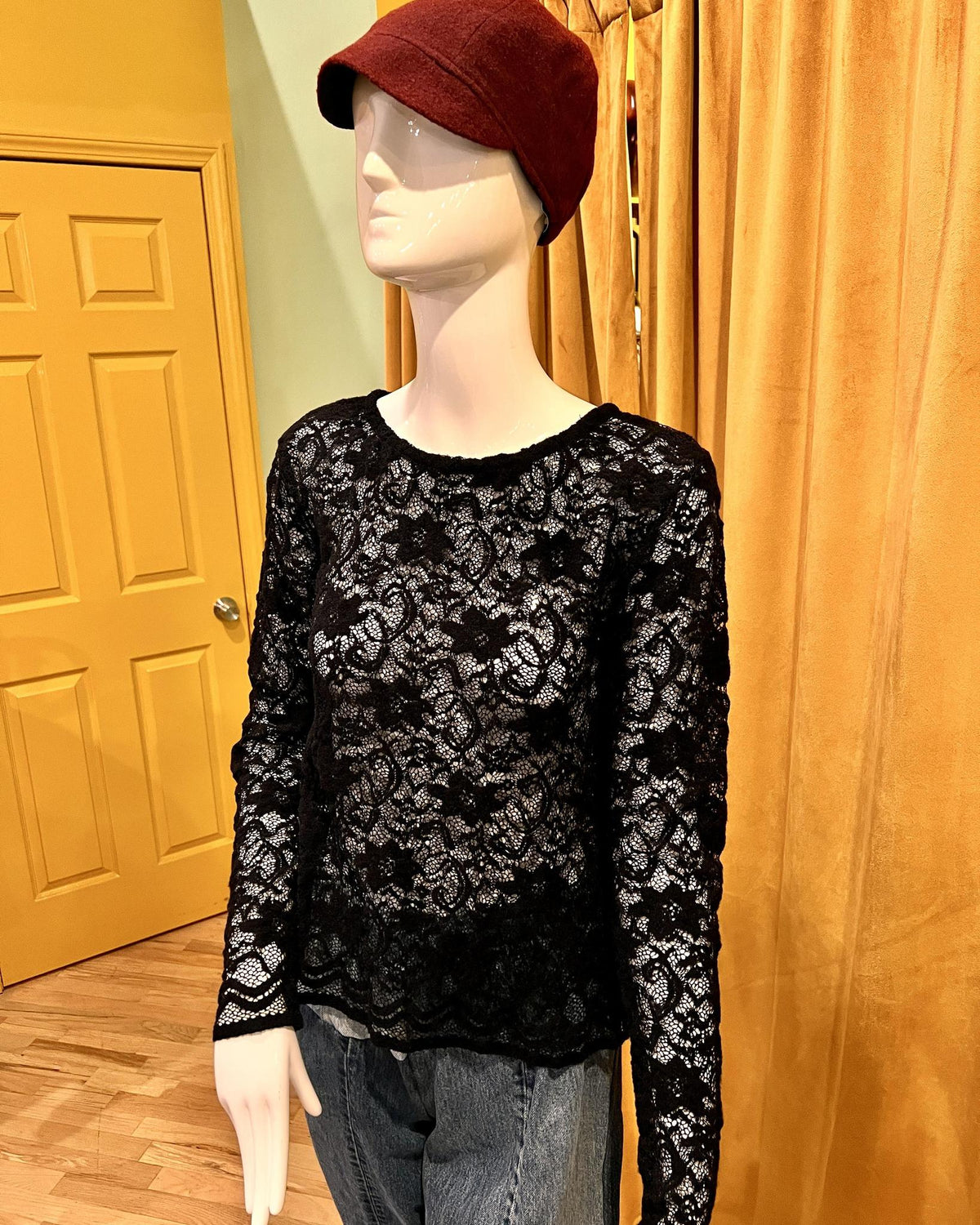 Squasht Long Sleeve Flora Top in Black Lace