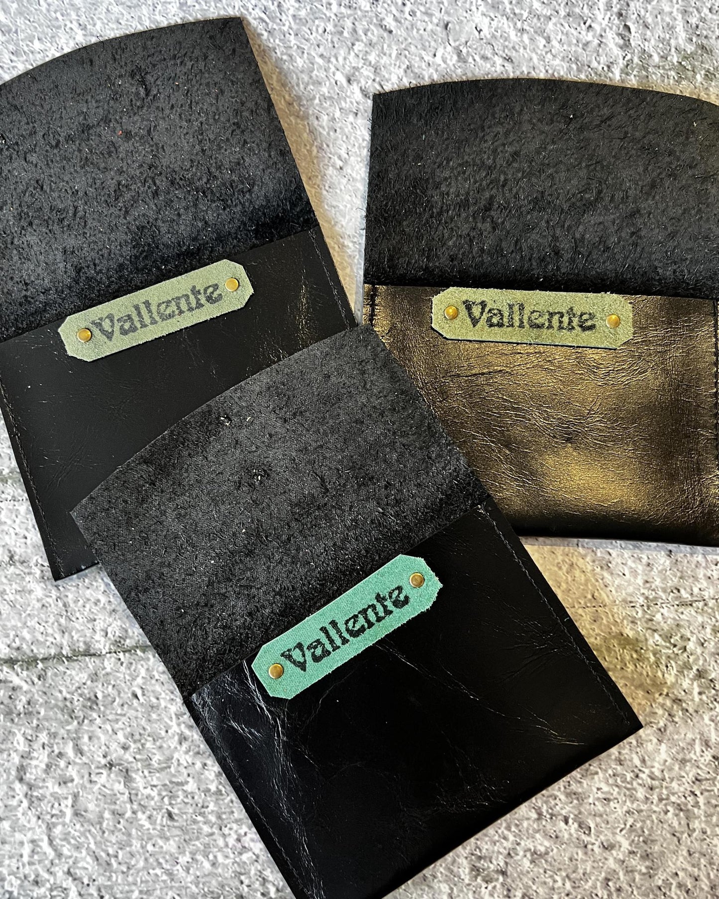 Vallente Leather Lil' Stamped Wallet Black with Bunny