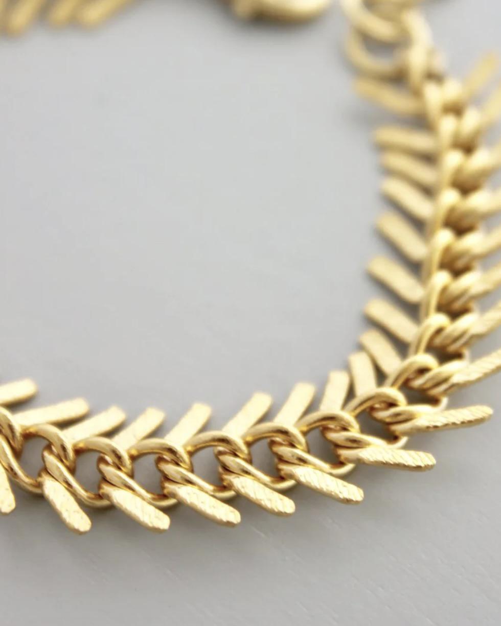David Aubrey Gold Chain Fish Bone Bracelet