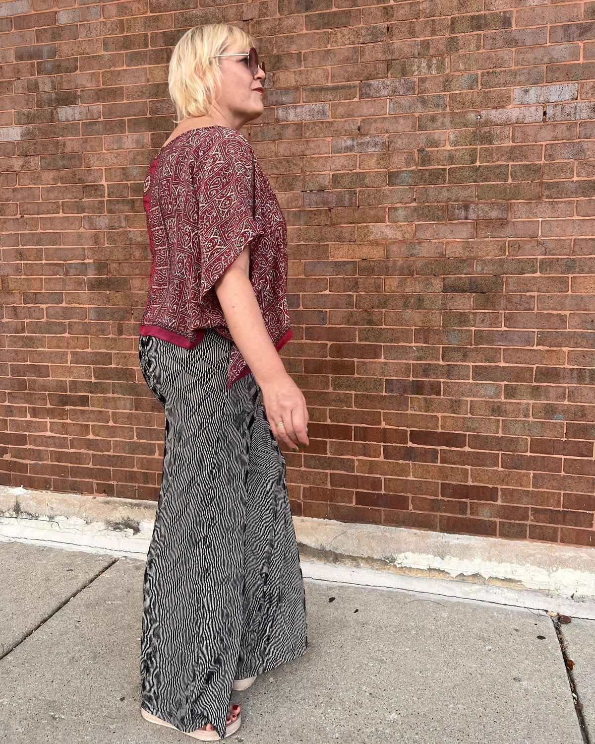 Indie Ella Tessa Flowy Silk Top in Rosy Pink Bandana