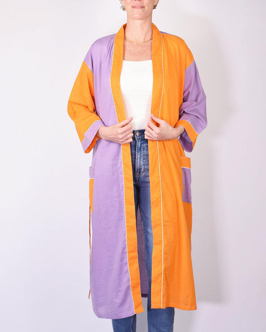 Txtile Lightweight Cotton Robe - Dream Pop Two Tone Orange & Purple