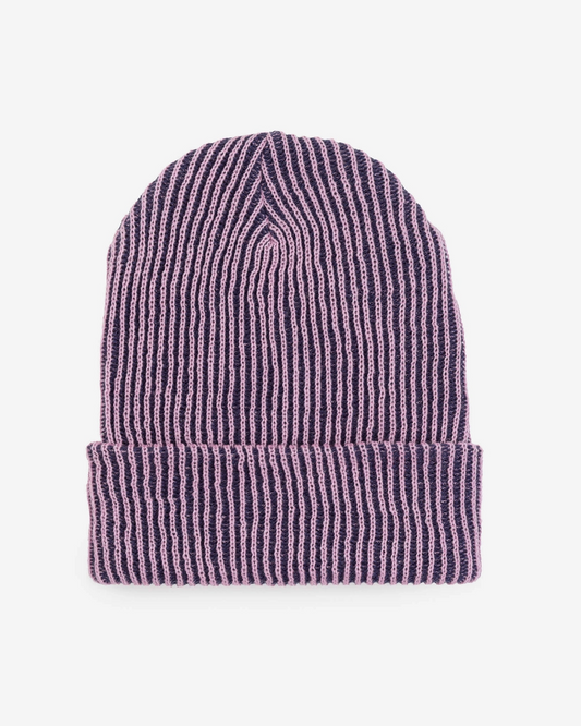 Verloop Simple Rib Knit Beanie Hat in Lilac Denim