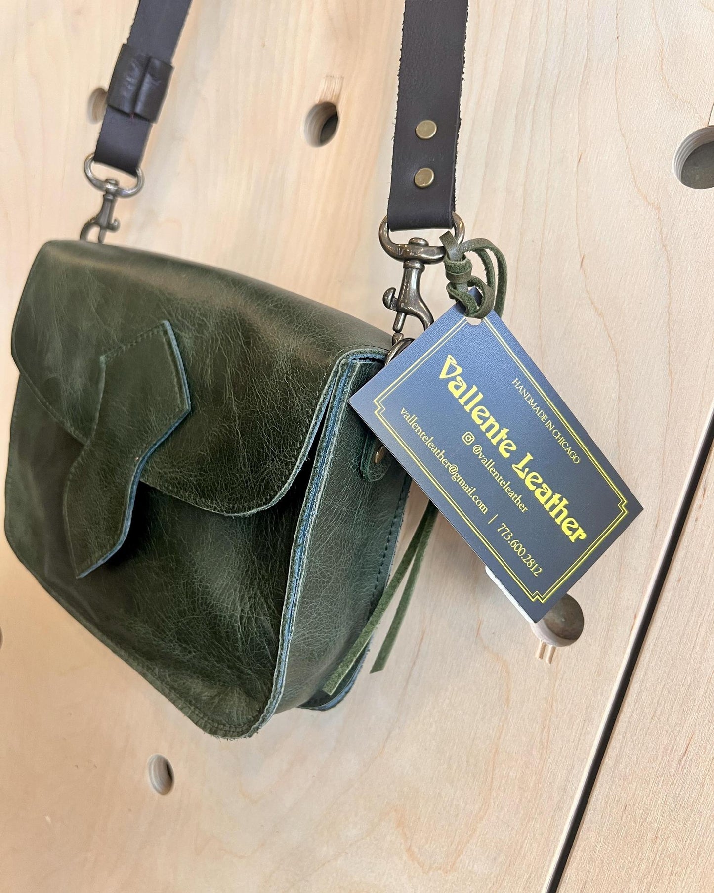 Vallente Leather Deep Olive Green Petite Convertible Handbag