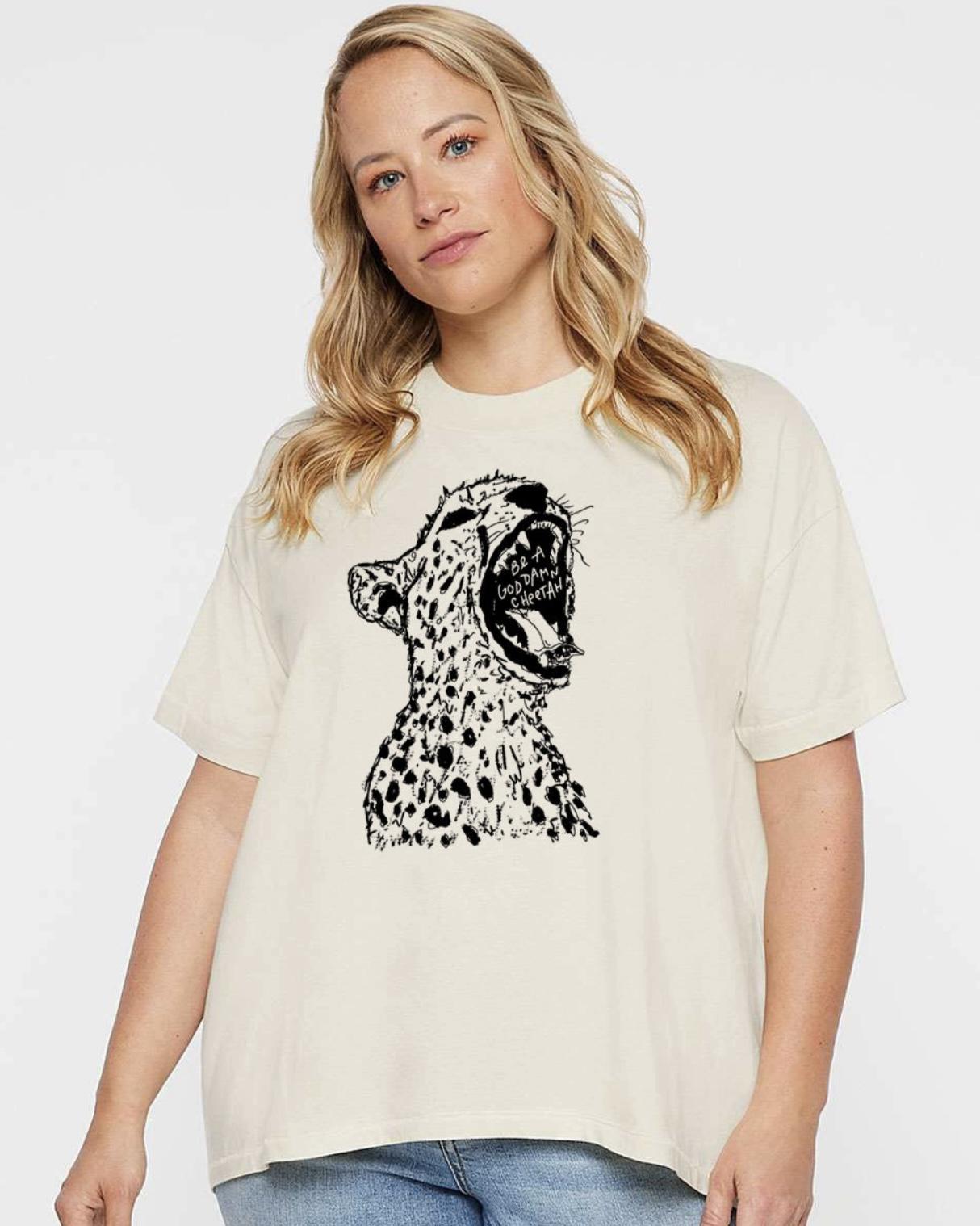 Megan Lee GD Cheetah Women's High-Low Tee in Natural