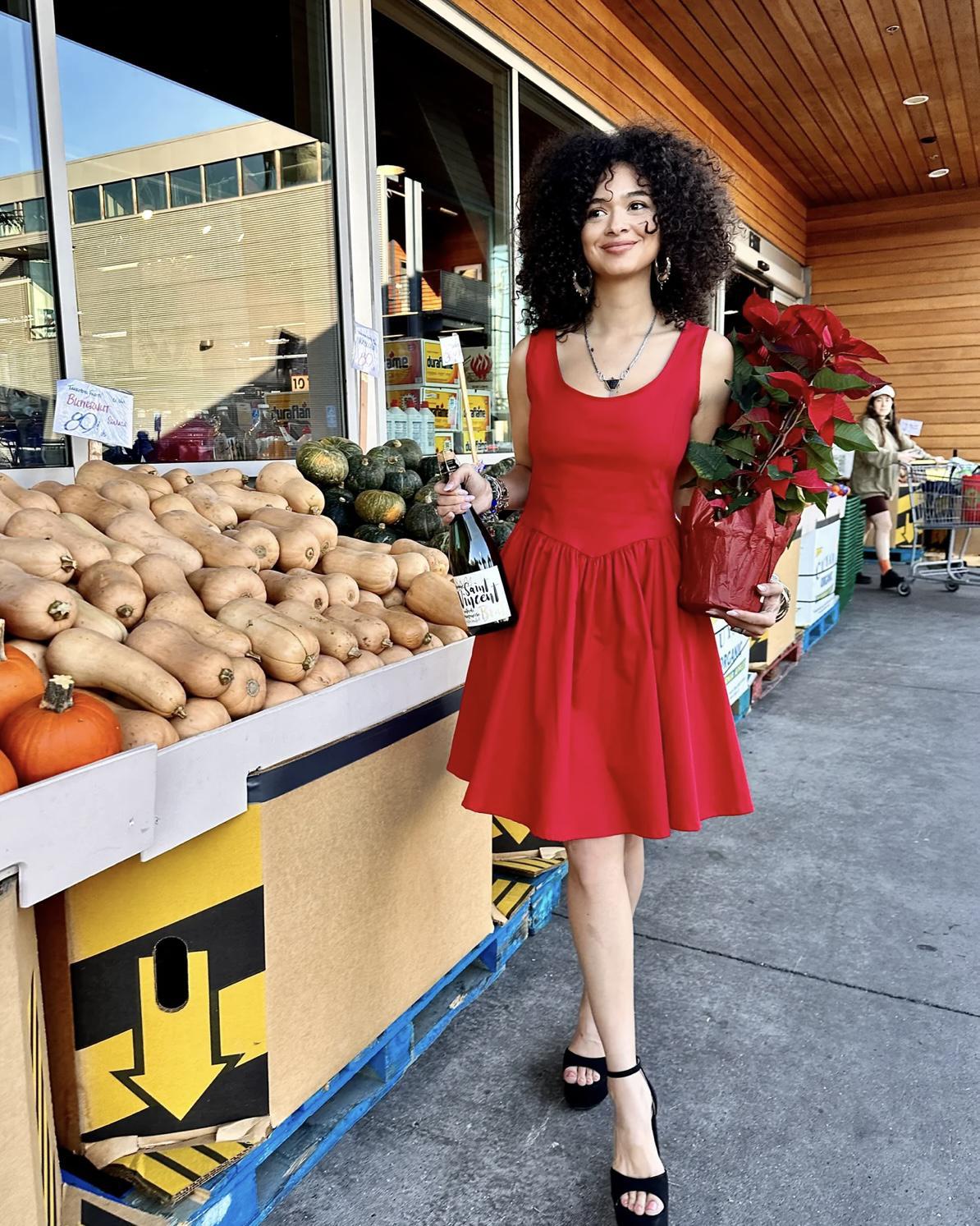 Nooworks Mini Misty Dress in Red Twill