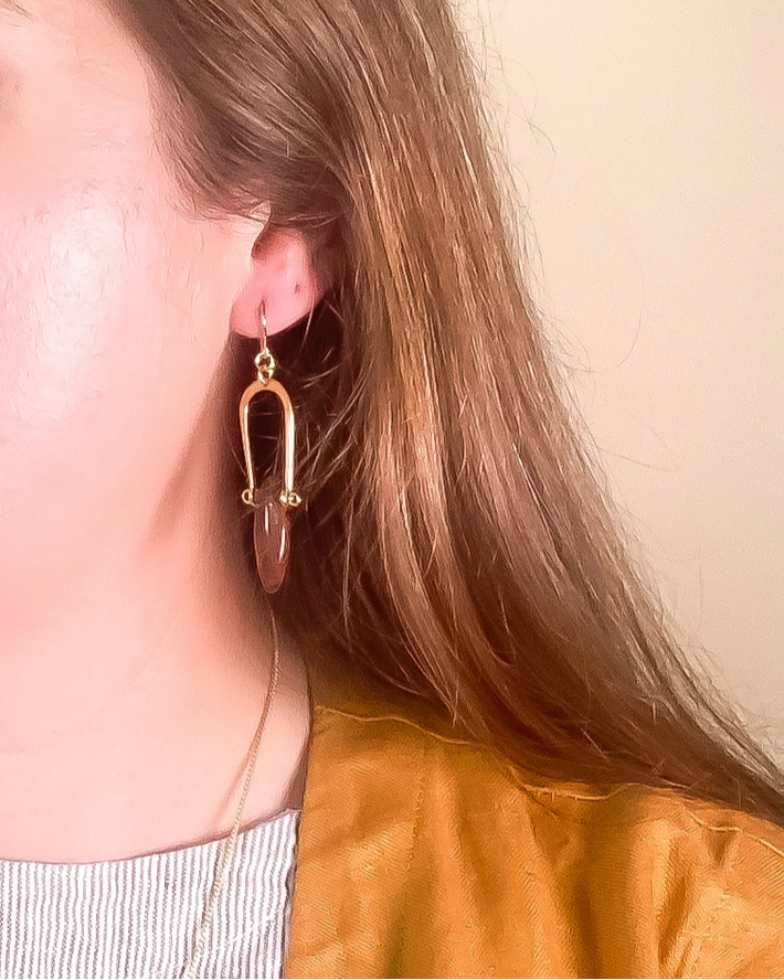 Michelle Starbuck Mahogany Obsidian Amulet Earrings