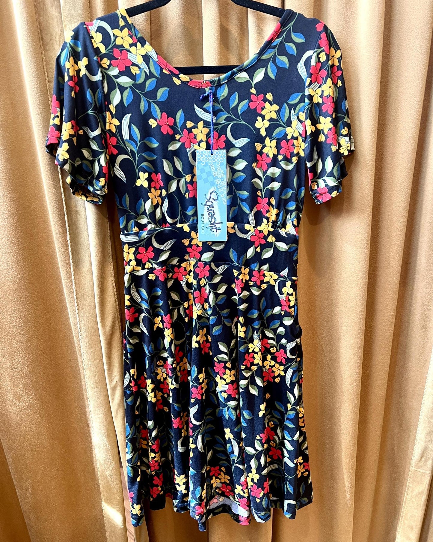 Squasht Alina Dress in Black with Colorful Floral Print
