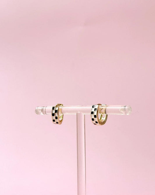 Golden Hour Checkered Huggie Earrings