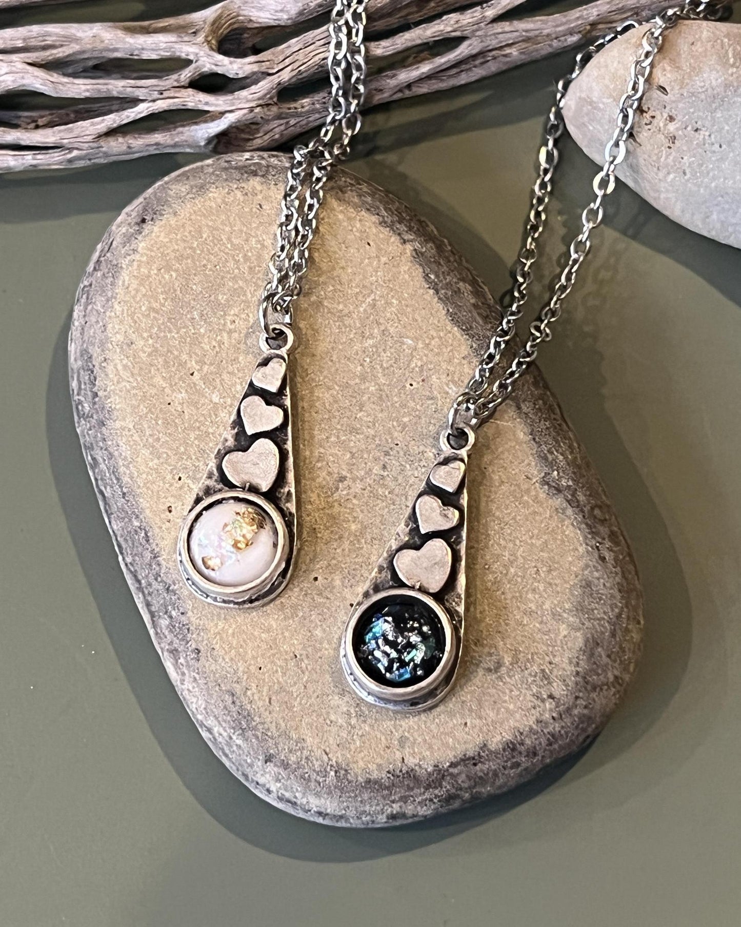 Pajaro Negro Heart Drop Necklace